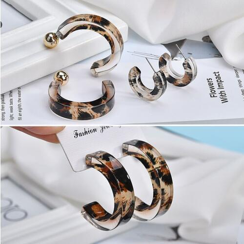 Min order 10pair/lot color pattern print Letter C Shape Fahion Women Stud Earrings acetic acid/acrylic diy jewelry accessory