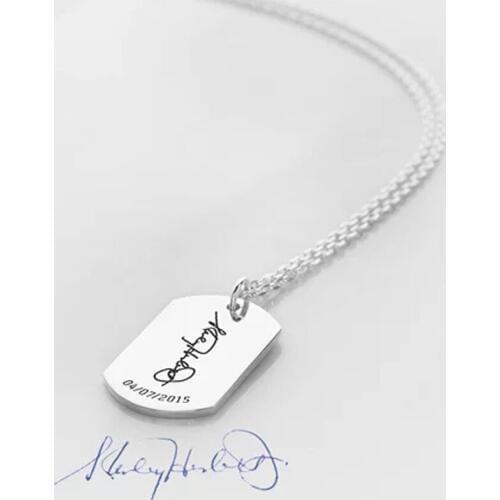 Ufine Personalized words date handwriting fashion pendant Necklace stainless steel pendant necklace N2067