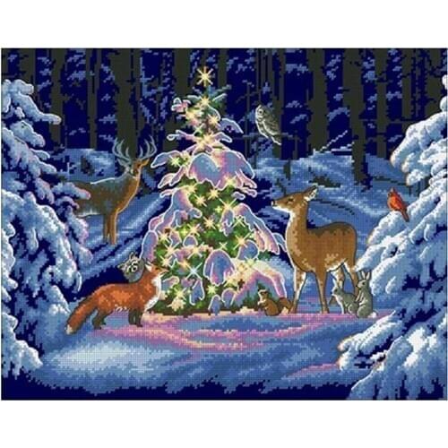 Forest Christmas Night patterns Counted Cross Stitch 11CT 14CT DIY Chinese Cross Stitch Kits Embroidery Needlework Sets