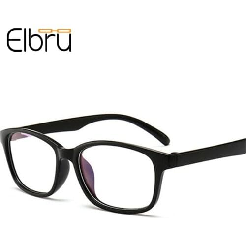 Elbru Classic Black Square Frame Myopia Glasses Blue Film Lens Nearsighted Glasses Prescription Eyeglasses -1.0 -1.25 to -4.0