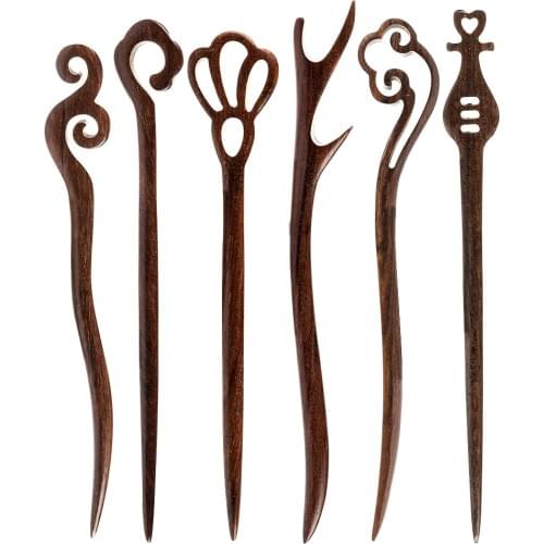 1PC Handmade Sandalwood Carved Chopstick Hair Stick Hairpins Retro Women Barrettes Hair Cips Styling Care Tools Accessories Gift