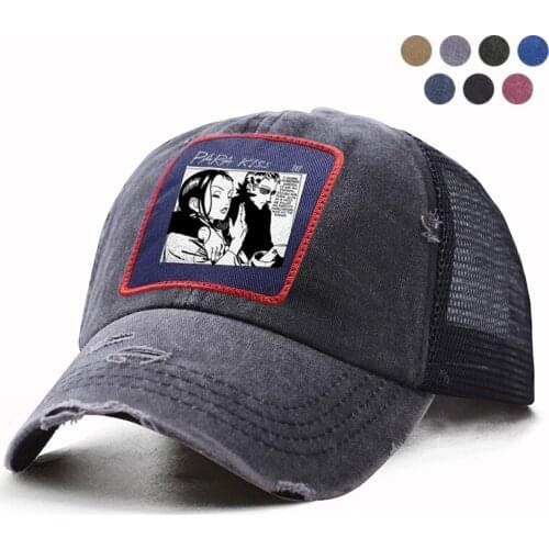 Japan anime Style Para Kiss Cowboy Baseball Cap Men Women Low Profile Caps Mesh Trucker Brushed Twill Black Adjustable Bone Hat