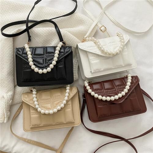 Crossbody Bag Designer Shoulder Bag Female Handbag Purse Backpack Women Bag Fashion Beaded 2021 New PU Leather All-match Lattice