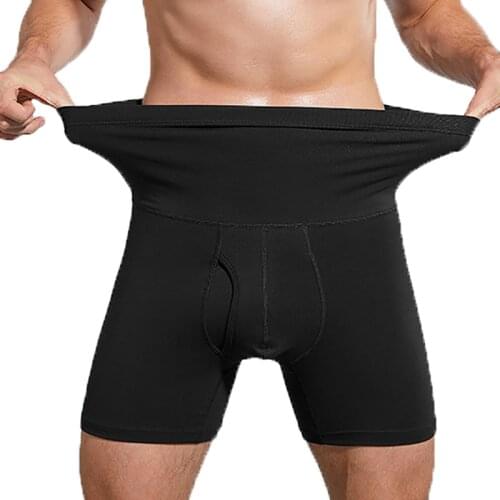 4XL Men Hight Waist Boxer Shorts Body Shaper Slimming Tummy Control Shapers Underwear Compression Underpant Seamless Trunks