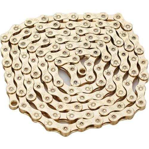 Gold Color Bicycle chain solid bike chains 8/9 speed 116 links EL Ultralight MTB Mountain Road Bike Variable 9/18/27 speed