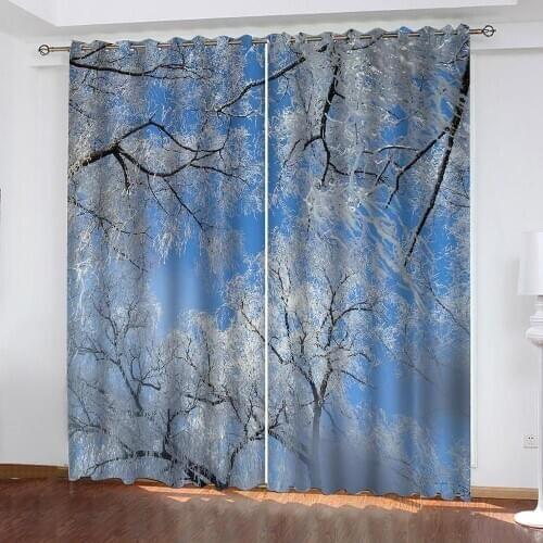 Customized 3d curtains new window balcony thickened windshield blackout curtains white snow curtains 3d blackout curtain