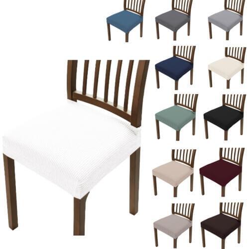 Jacquard Chair Seat Covers Removable Washable Anti-Dust Stretch Spandex Dining Room Upholstered Chair Seat Slipcovers
