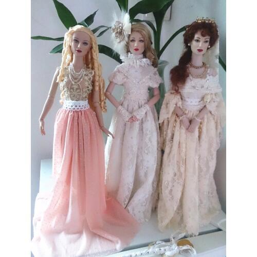 T02-X519 Blyth st Doll clothes 1/3 1/4 bjd dolls Accessories Vintage women girl lace party dress 1pcs