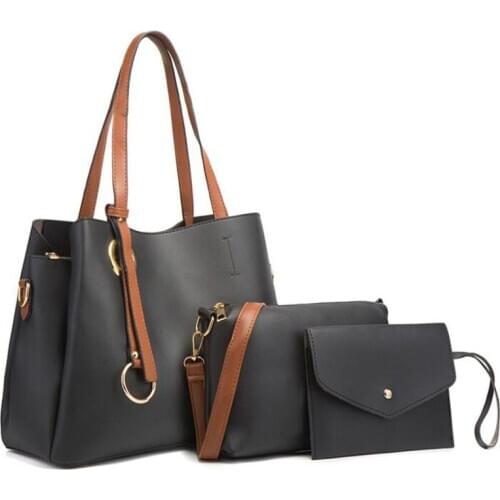 Women Top-Handle Bags Female Composite Bags Women Messenger Bags Handbag Set PU Leather Wallets Key Bag Set