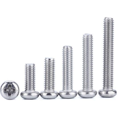 10Pcs M8 Thread Length 10/12/16/20/25/30/35mm Phillips Pan Head 304 Stainless Steel Cross Recessed Machine Screws