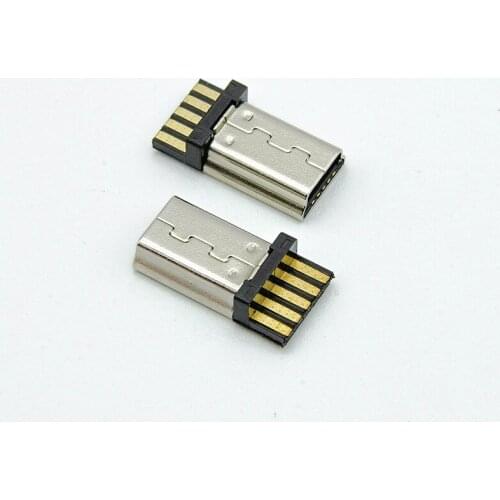 100pcs a lot Super slim mini 5P male connector USB connector data cable plug mobile phone charging connector colors random