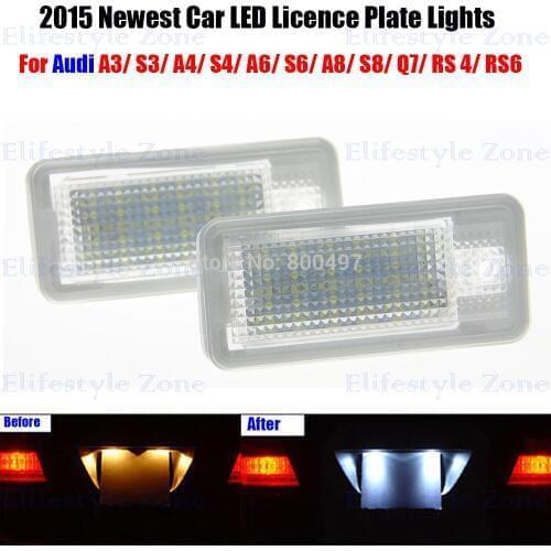 2 x LED Number License Plate Lamps OBC Error Free 18 LED For Audi A3 S3 A4 S4 RS4 A6 C5 S6 A8 C8 S8 S8 Q7