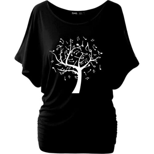 2019 New Summer Lovely music tree T-Shirt women Music shirt women Batwing Sleeve cotton grunge casual shirt aesthetic quote tees