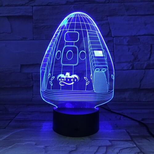 3D Lamp Space X Dragon Spaceship Unique Present for Astronomy Enthusiast Touch Sensor Led Night Light Lamp Dropshipping 2019