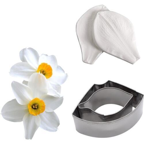 4pcs Daffodil Veiner Impression Flower Mold & Cutter Se Silicone Mold Cake Decorating Fondant Sugarcraft Cake Mold Kitchenware