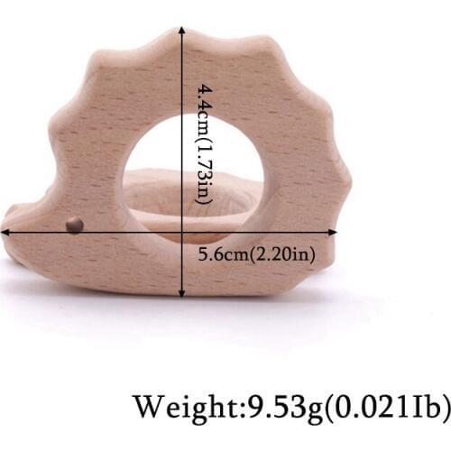Lets Make Baby Wooden Teether Hedgehog 5pcs Natural Wooden Animal Teething Rattle Montessori Inspired Nursing Pendant