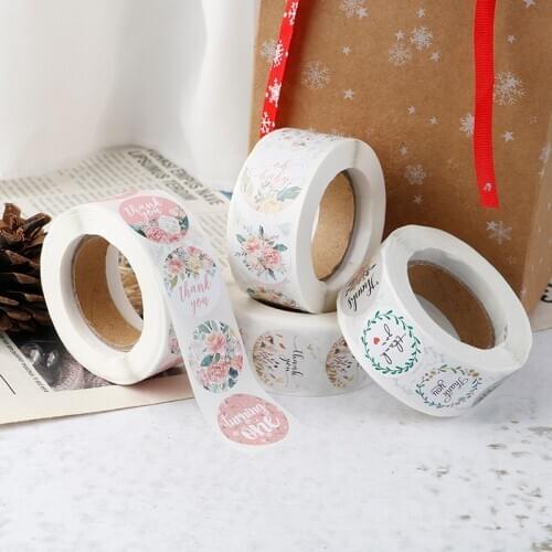 500pcs/lot "Thank You" Kraft Paper Seal Sticker For Handmade Products Baking Products Sealing Sticker Label