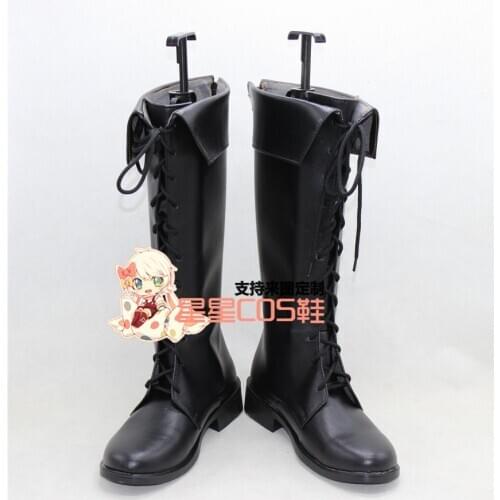 AKB0048 Black Halloween Girls Long Black Cosplay Shoes Boots X002