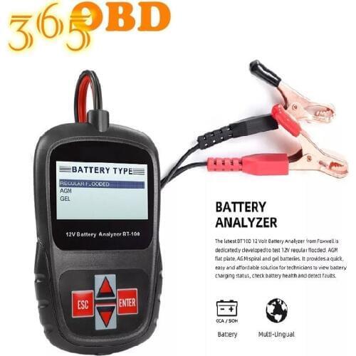 FOXWELL BT100 Pro 12V Car Battery Tester for Lead Acid Flooded AGM GEL 12 Volt Automotive Digital Battery Analyzer 100-1100CCA