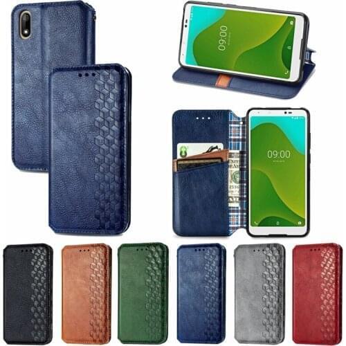 Lattice PU Leather Wallet Flip Phone Cover TPU Case for WIKO Jerry 4 Y62 Y70 Y81