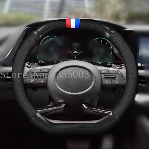 Car Steering Wheel Cover 34 Cm For Peugeot 3008 4008 5008 Carbon Fibre Universal Double D Steering Cover Interior Accessories