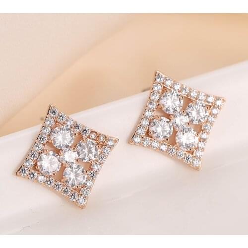DE189 Fashion Elegant Delicacy 4A Zircon Copper Flower Ear Stud GIRLS Gift Party Banquet WOMENS Jewelry Earrings 2021