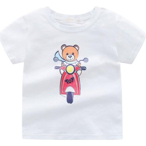 Summer Childrens Short Sleeves T-Shirt Girls Boys Shirts Child Baby Toddler Cartoon Bear Cotton Tops Clothes Short Tees