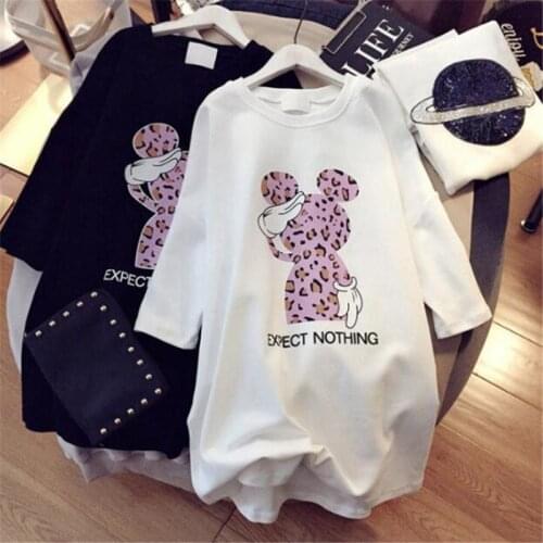 Disney Cartoon Women T-shirt Mickey Minnie Mouse Short Sleeve O-Neck Pullover Harajuku Female Tees Tops Summer Casual Clothing