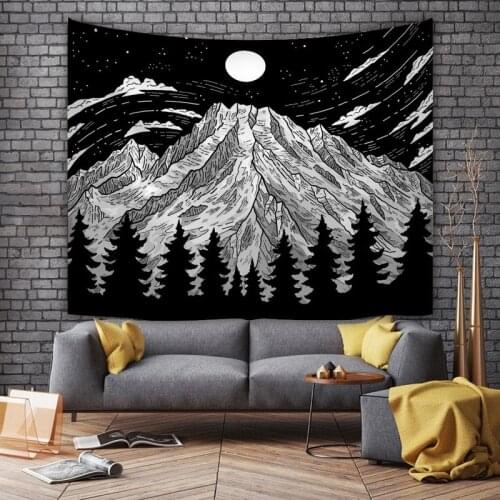 Tapestry, simple black and white lines, landscape personality, black tapestry, beach towel, tapestry, home furnishing fabric