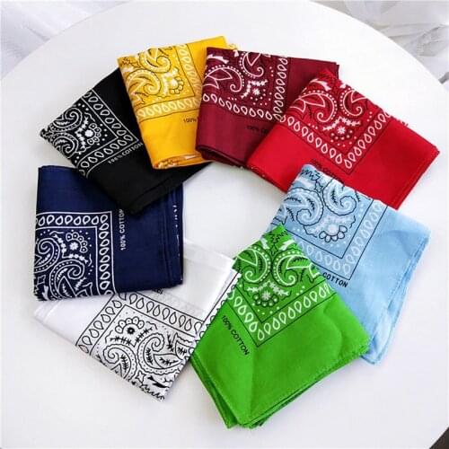 Cotton Bandana Kerchief Headscarf Cashew Flower Print Scarf Hip Hop Headband Square Scarf Handkerchief for Unisex Women Men 55cm