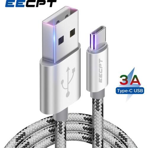 EECPT USB Type C Cable 3A Quick Charge Data Wire Type-C Charger Phone Cable for Samsung S9 S8 Xiaomi Redmi Note 7 Mi9 USB C Cord