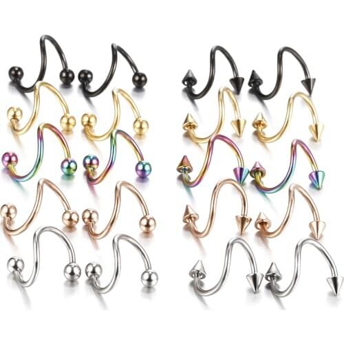 Stainless Steel Nose Ring Piercing Horseshoe Spike Septum Piercing Eyebrow Tragus Helix Pircing Lip Piercing Nariz Body Jewelry