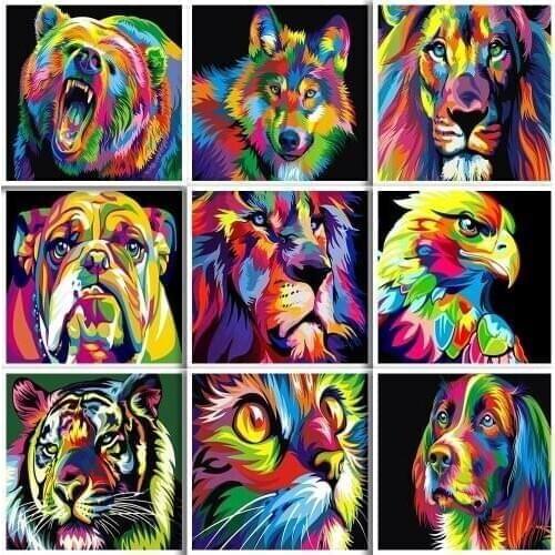 Colorful Animals DIY Painting By Numbers Oil Painting Hand Painted Home Decor Canvas Drawing Sets Unique Gifts For Children
