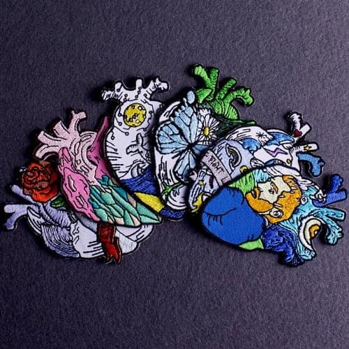 Heart/Embroidery Patch Van Gogh Embroidered Patches For Clothing Iron on Patches For Clothes Stripe Skull Punk Patch DIY Sticker