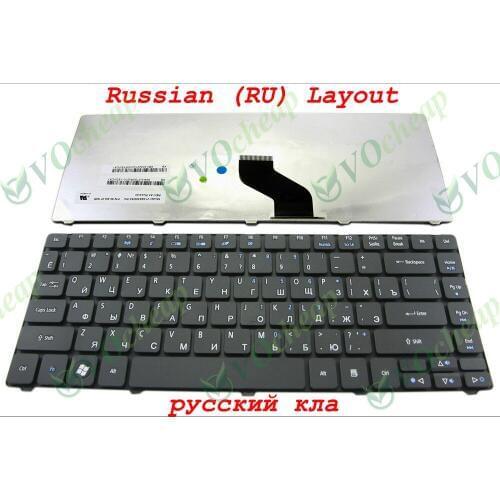New Laptop keyboard FOR Acer Aspire 4741G 4745; Emachine D640 (Compatible With 3810T) Matt Black Russian version - V104630DS3 RU