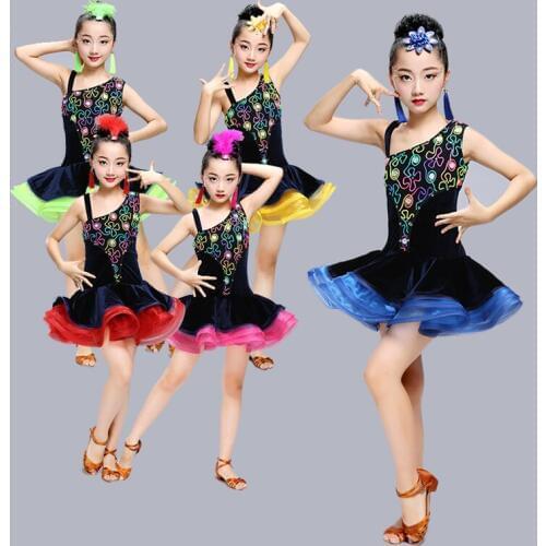 New Latin Dance Costume Girls Summer Dance Practice Performance Game Performance Wear paste drill Latin Dress