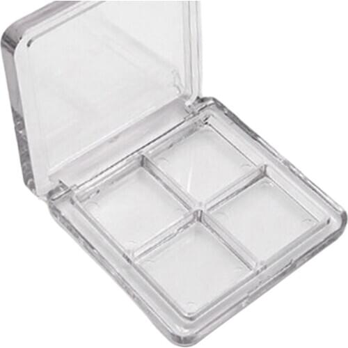 4 Compartments Plastic Portable Eyeshadow Case Travel Blush Lipstick Powder Tray