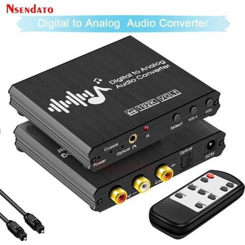 Digital to Analog Audio Converter with Bass Volume Remote Control RCA 3.5mm headphone jack 192kHz DAC Converter for HDTV TV Box