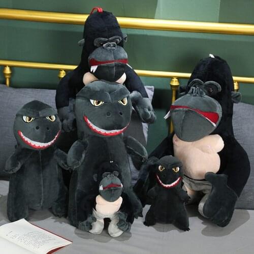Q Version of Godzilla Doll King Kong Gorilla Plush Toy King of Monsters Doll Cartoon Decoration Gift For Kids