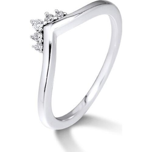 QANDOCCI Tiara Wishbone Ring femme 925 Sterling Silver Wedding Rings for Women Original Fashion Jewelry anillos mujer