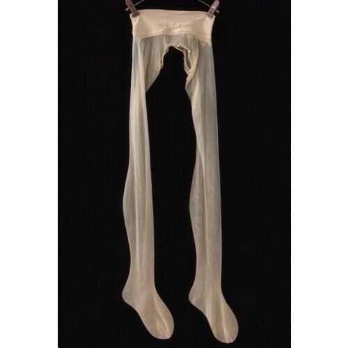 Sexy 360 Seamless Shiny Stockings Smooth Crotchless Sexy Tight Sheer See Through Oil Gloosy Pantyhose Full Tight Plus Size F12