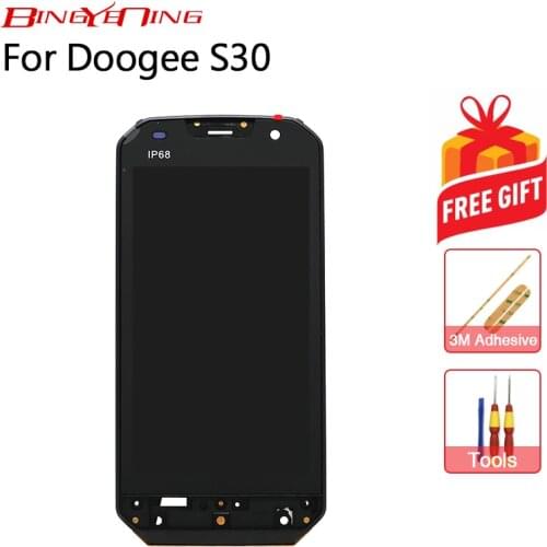 BingYeNing New Original For Doogee S30 Touch Screen +LCD Display +Frame Assembly Replacement