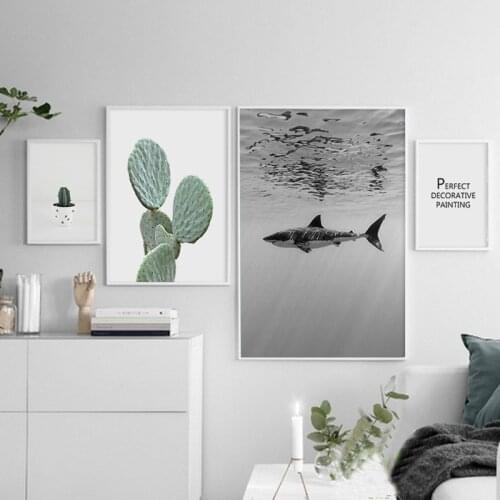 Nordic Cactus Canvas Painting Wall Art Print Poster Black White Plant Living Room Bedroom Decor Painting Picture Home Decor