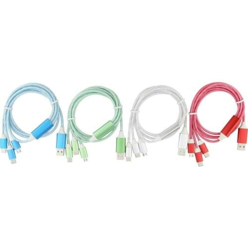 3 in 1 LED Glow Flowing Cable Micro USB Type C Fast Charging For iPhone 11 XS X Samsung Huawei Xiaomi Luminous Charger Wire Cord