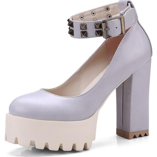 Spring 2018 thick with ultra-high with waterproof platform shoes fashionable rivets nightclub 32 - size 42 shoes 18324