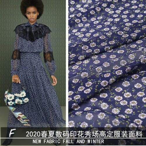 2020 spring and summer georgette fabric small flower digital printing clothing dress fabric show advanced customization