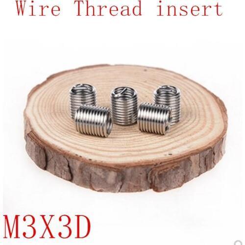 100pcs M3*0.5*3D Wire Thread Insert Stainless Steel 304 Wire Sleeve, M3 Screw Bushing Helicoil Wire Thread Repair Inserts