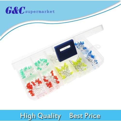 200Pcs 3mm LED Light Each 40PCS White/Yellow/Red/Blue/Green Assortment Kit diy electronics
