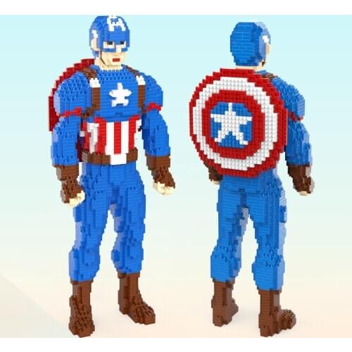 2593pcs 1036 Super Hero Captain America Model Assemble Model Spiderman Diamond Micro Building Blocks Educational Toy For Gitf