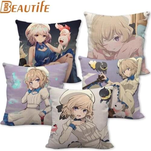 45X45cm Invented Inference Anime Pillow Cover Square Zipper Cotton Linen Fabric Pillow Cases Bedroom Home Decorative Gift